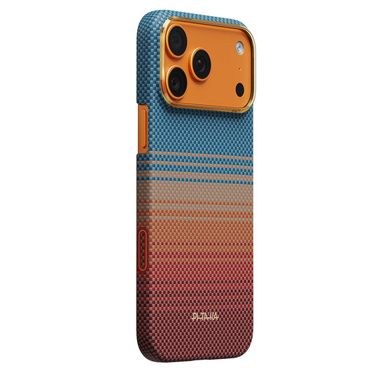 Apple iPhone 17 Pro Kılıf M-safe Şarj Özellikli Aramid Karbon Fiber Pitaka Sunset 2.0 California Dream Serisi Kapak