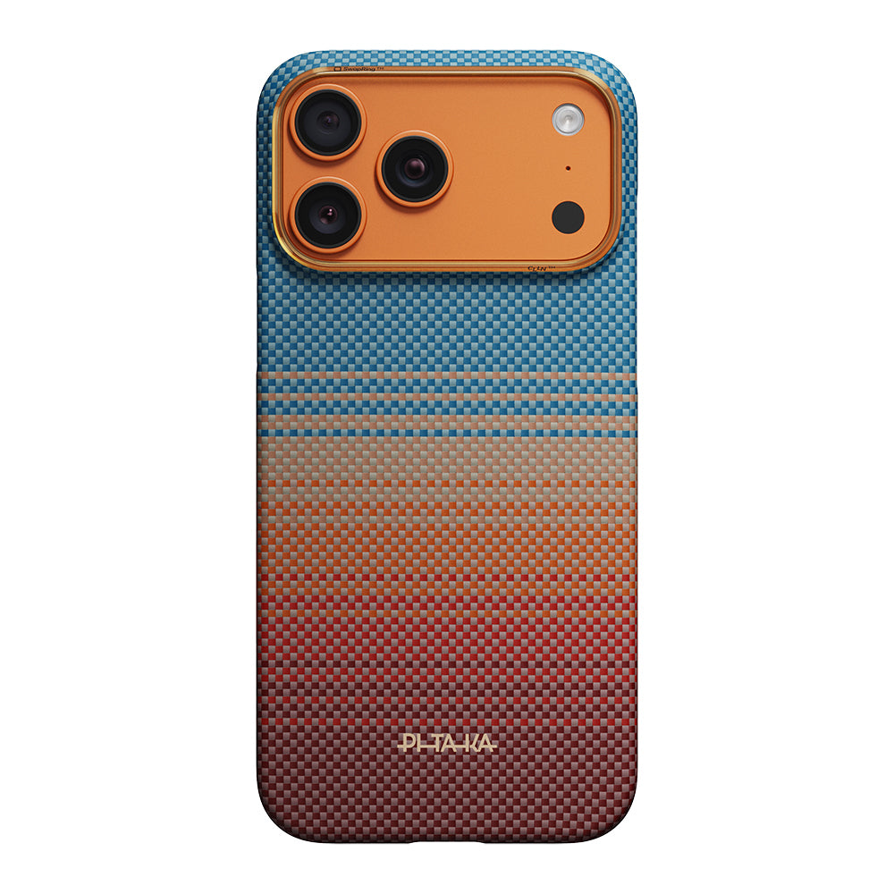 Apple iPhone 17 Pro Kılıf M-safe Şarj Özellikli Aramid Karbon Fiber Pitaka Sunset 2.0 California Dream Serisi Kapak