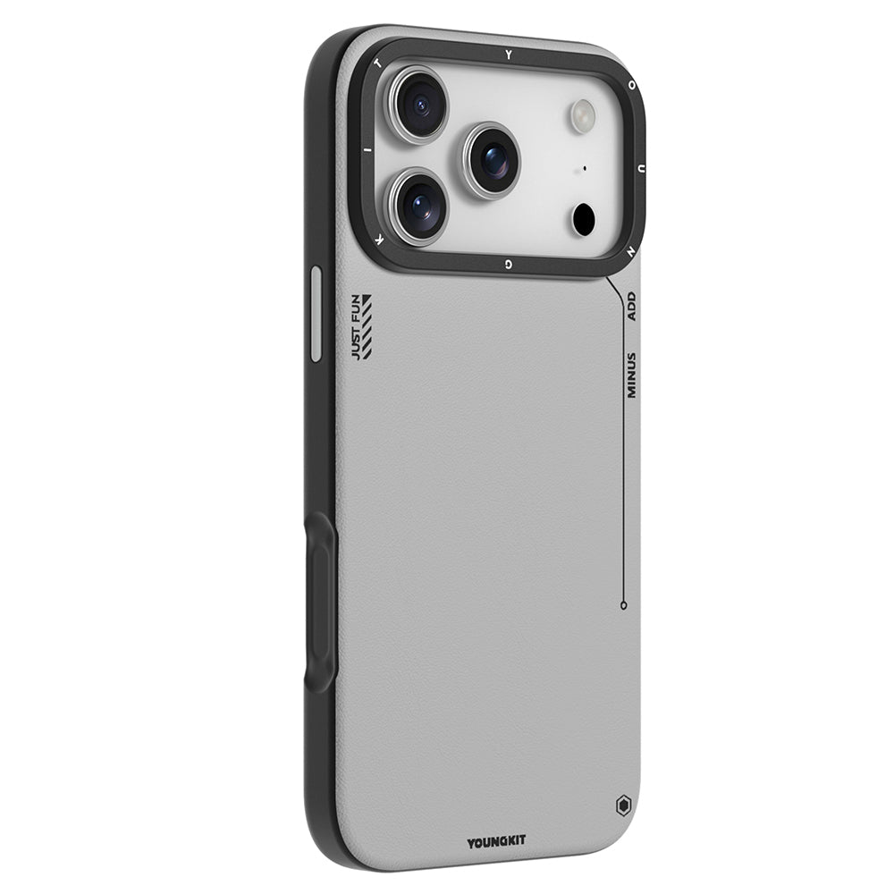 Apple iPhone 17 Pro Kılıf M-safe Şarj Özellikli Basit Mat Deri Desenli Youngkit Tech Fashion Serisi Kapak Siyah