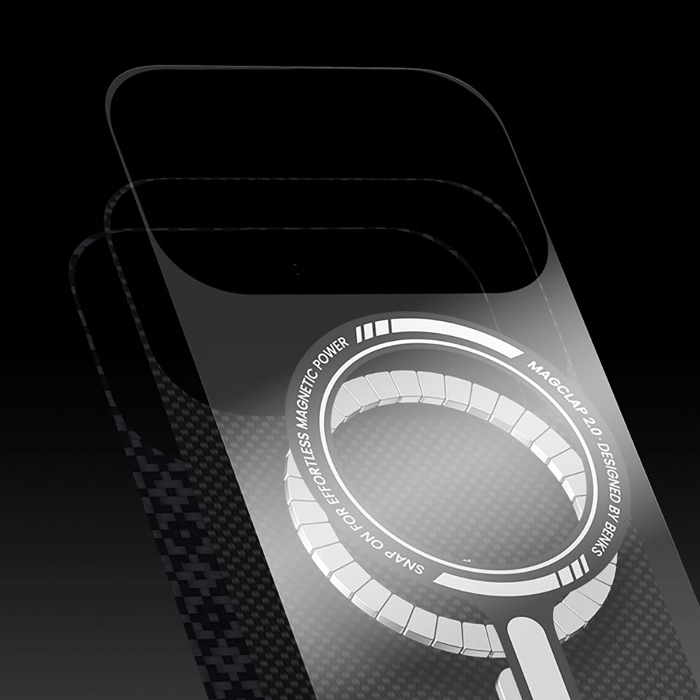 Apple iPhone 17 Pro Kılıf M-Safe Şarj Özellikli Benks ArmorAir ArmorGrid Serisi Kevlar Kapak Turuncu