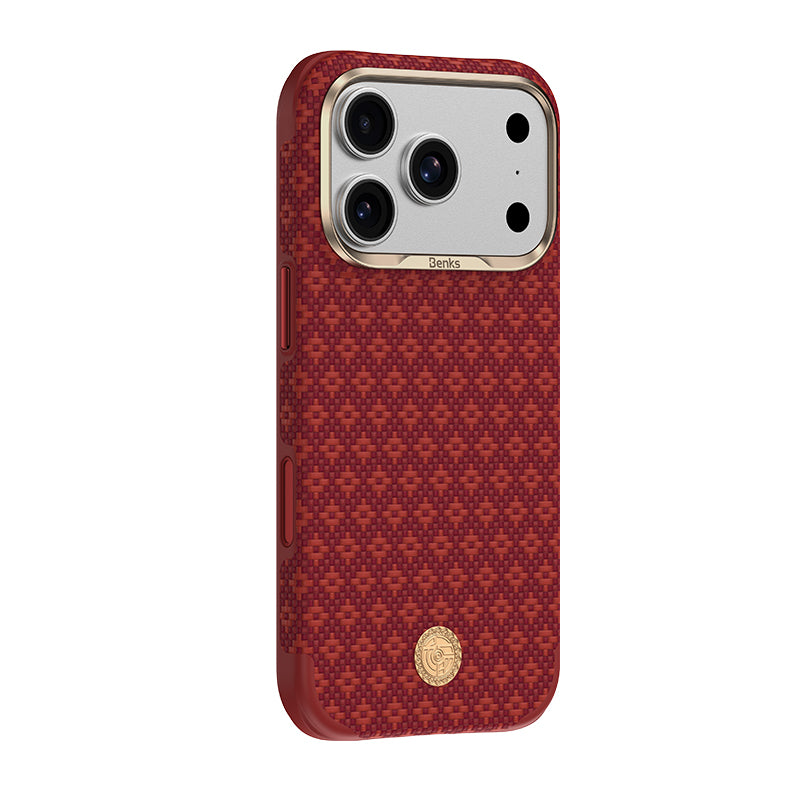 Apple iPhone 17 Pro Kılıf M-Safe Şarj Özellikli Benks ArmorPro ArmorEdge X9 Serisi Kevlar Karbon Kapak