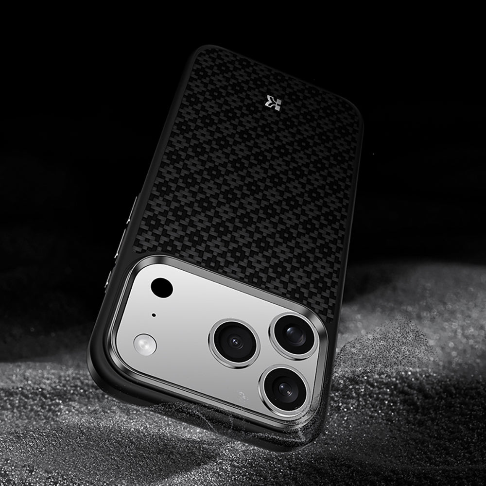 Apple iPhone 17 Pro Kılıf M-Safe Şarj Özellikli Benks ArmorPro ArmorGrid Serisi Kevlar Kapak Siyah