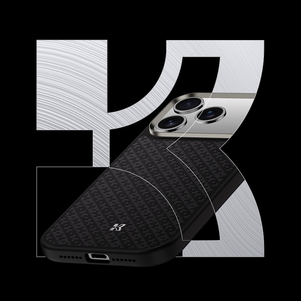 Apple iPhone 17 Pro Kılıf M-Safe Şarj Özellikli Benks ArmorPro ArmorGrid Serisi Kevlar Kapak Siyah