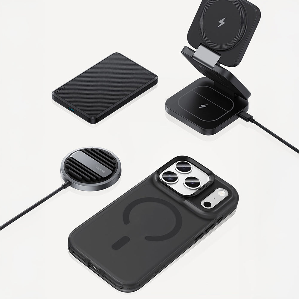 Apple iPhone 17 Pro Kılıf M-Safe Şarj Özellikli Benks C-Magnet Lucid Armor Kapak Turuncu