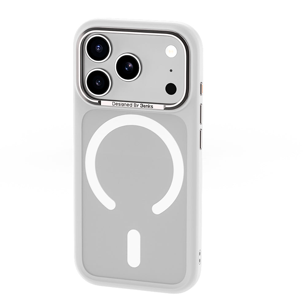 Apple iPhone 17 Pro Kılıf M-Safe Şarj Özellikli Benks Mist C-Magnet Kapak Beyaz