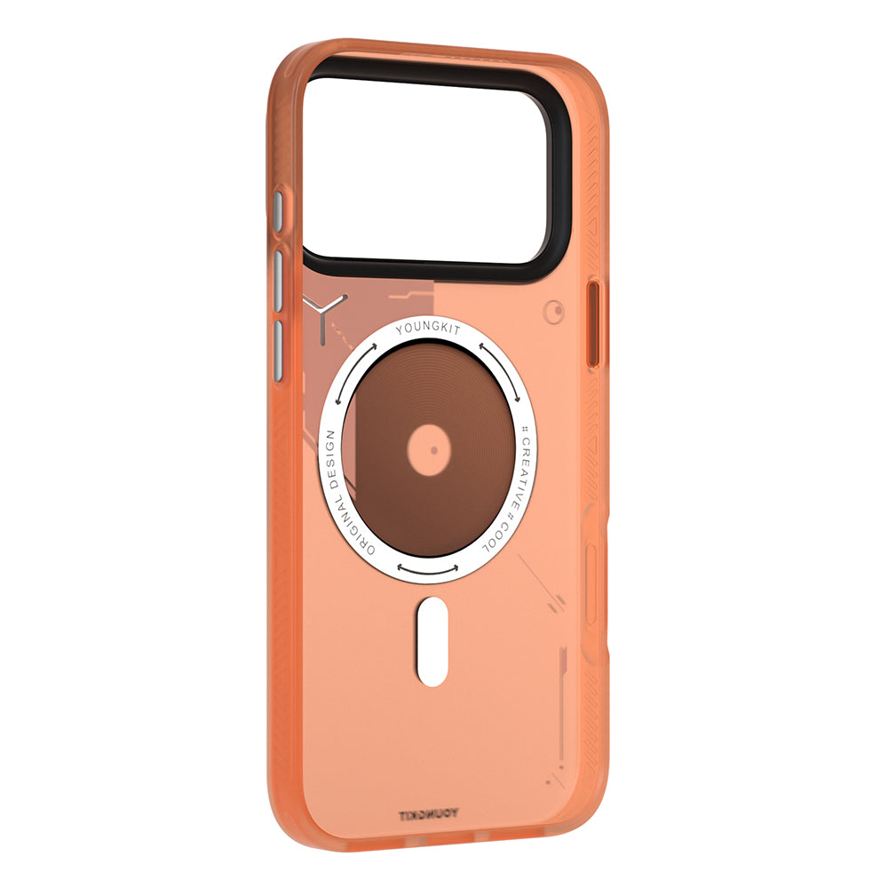 Apple iPhone 17 Pro Kılıf M-safe Şarj Özellikli Disk Desenli Youngkit Disc Battle Kapak Siyah