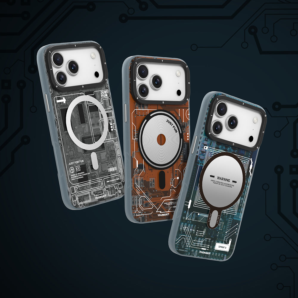 Apple iPhone 17 Pro Kılıf M-safe Şarj Özellikli Kamera Denetim Butonlu Youngkit Technology Serisi Kapak Turuncu