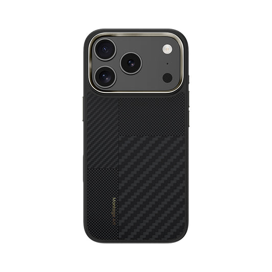 Apple iPhone 17 Pro Kılıf M-safe Şarj Özellikli Karbon Fiber Benks Montage Hybrid ArmorPro Kevlar Kapak Siyah
