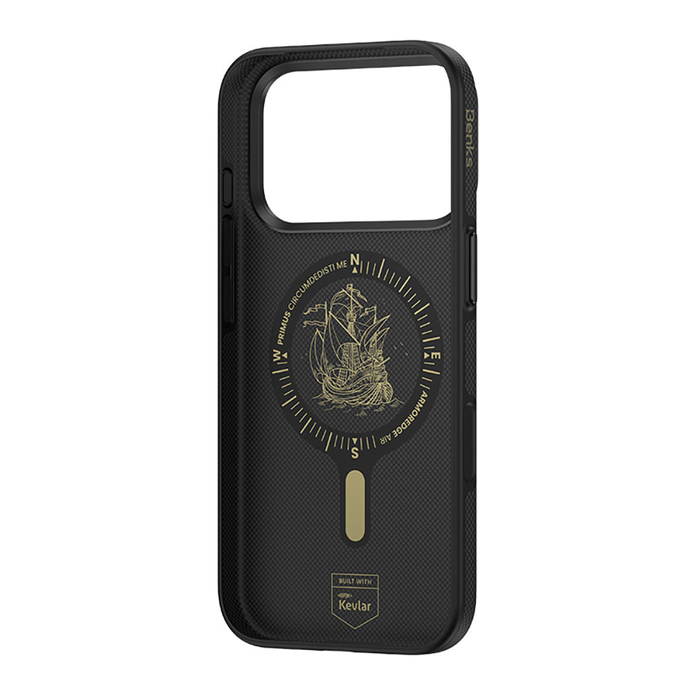 Apple iPhone 17 Pro Kılıf M-safe Şarj Özellikli Karbon Fiber Tasarımlı Benks ArmorEdge Air Navigator Kevlar Kapak