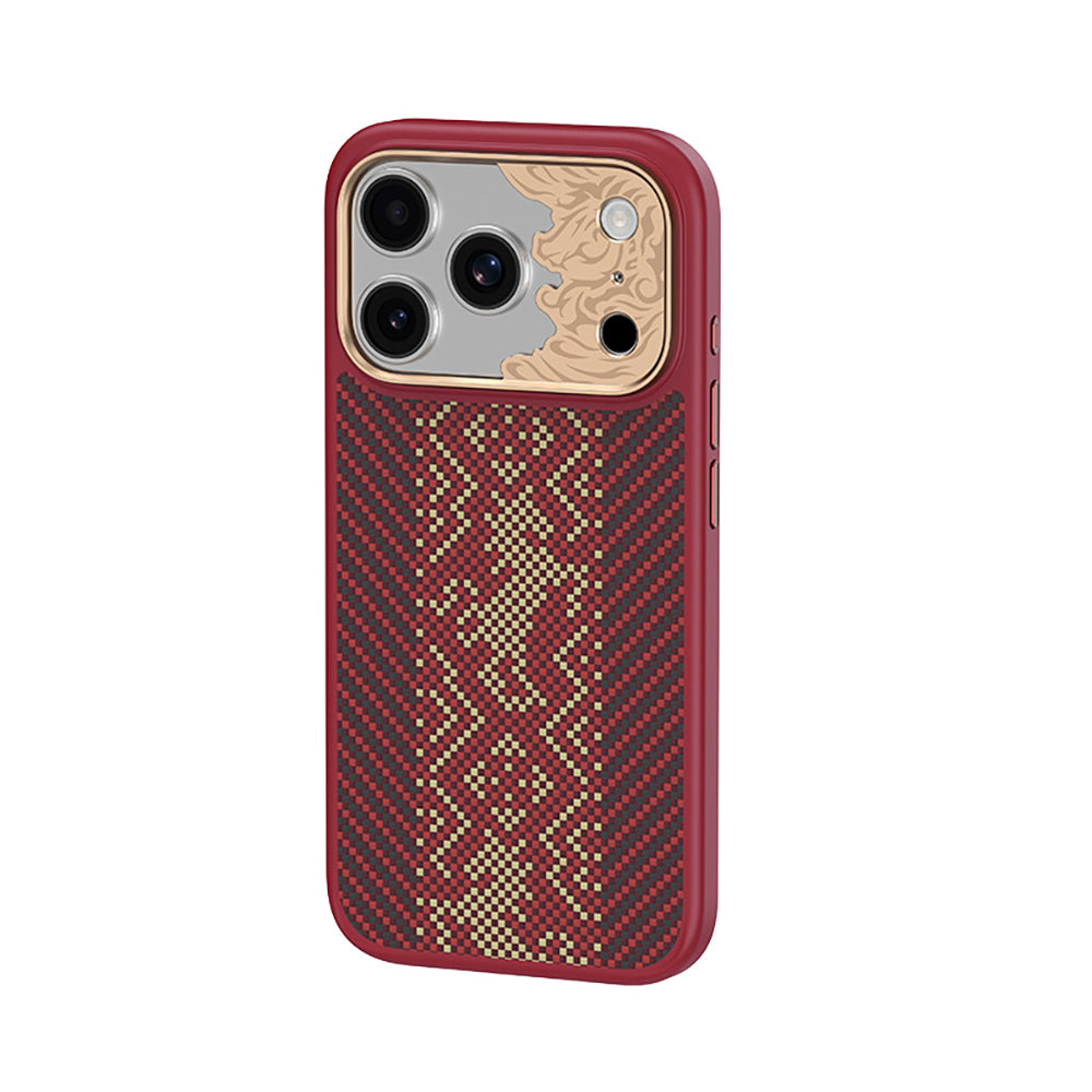 Apple iPhone 17 Pro Kılıf M-safe Şarj Özellikli Karbon Fiber Tasarımlı Benks Knight ArmorPro Kevlar Kapak