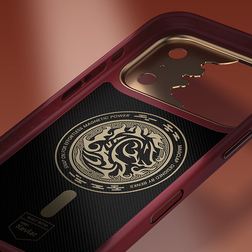 Apple iPhone 17 Pro Kılıf M-safe Şarj Özellikli Karbon Fiber Tasarımlı Benks Knight ArmorPro Kevlar Kapak