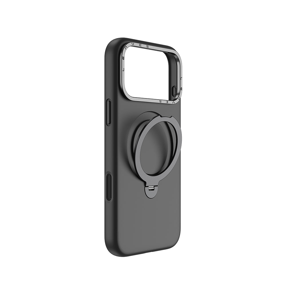 Apple iPhone 17 Pro Kılıf M-safe Şarj Özellikli Metal Standlı Sıvı Silikon Lenyes CK223 Kapak