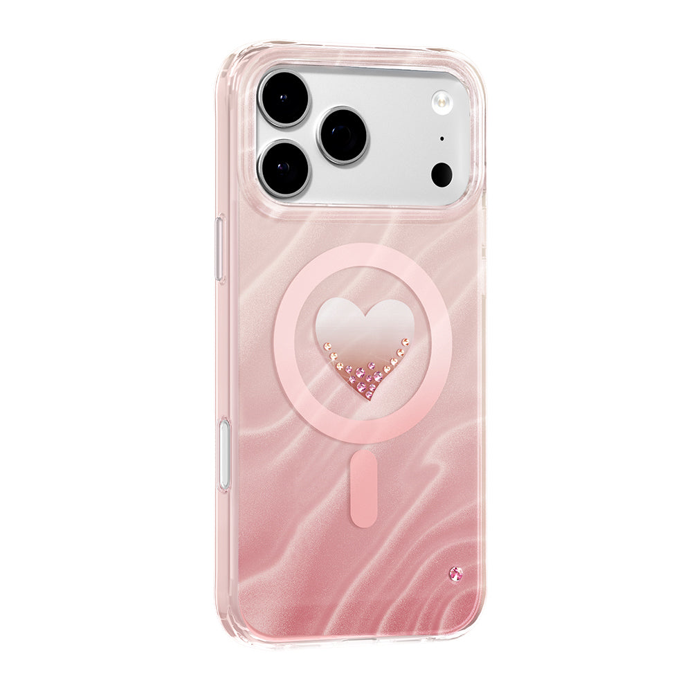 Apple iPhone 17 Pro Kılıf M-Safe Şarj Özellikli Orjinal Swarovski Taşlı Zore Paris Rovix Sert PC Kapak