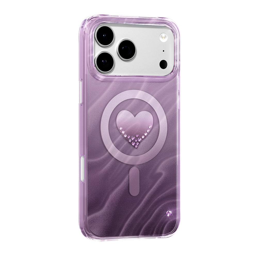 Apple iPhone 17 Pro Kılıf M-Safe Şarj Özellikli Orjinal Swarovski Taşlı Zore Paris Rovix Sert PC Kapak