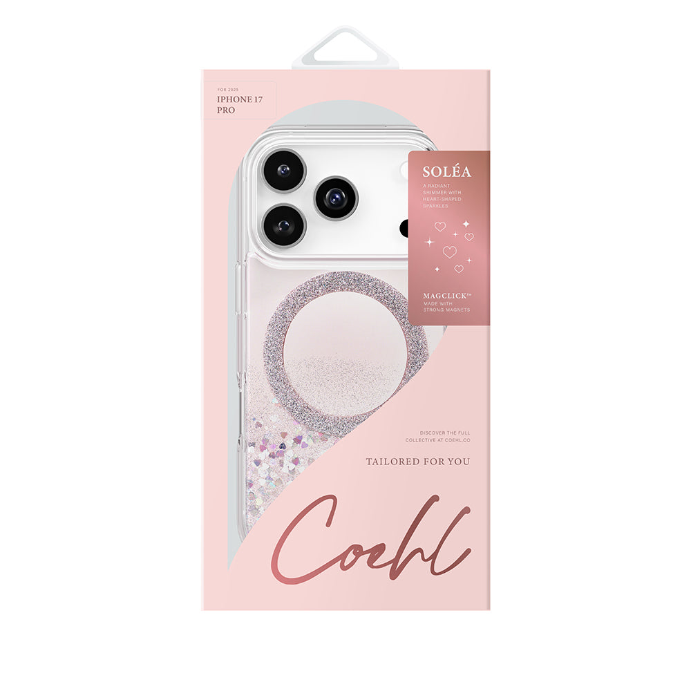 Apple iPhone 17 Pro Kılıf M-safe Şarj Özellikli Parlak Halkalı Coehl Solea Kapak Pembe