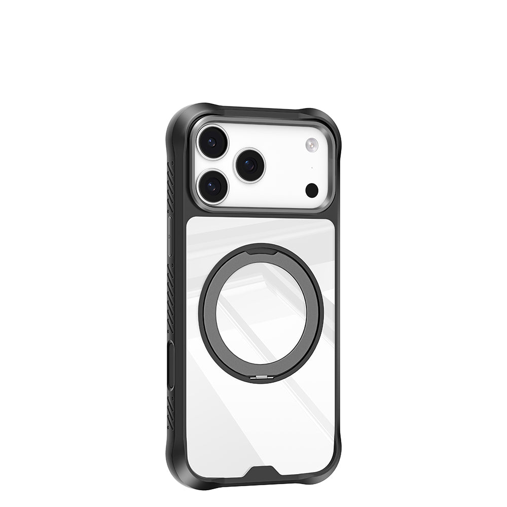 Apple iPhone 17 Pro Kılıf M-safe Şarj Özellikli Parmak Ring Standlı Airbag Tasarımlı Mutural Obsidian Serisi Kapak Lacivert