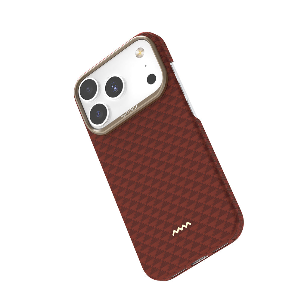 Apple iPhone 17 Pro Kılıf M-safe Şarj Özellikli Raptic Aramid Skin Origin Serisi Kapak Gold-Mavi