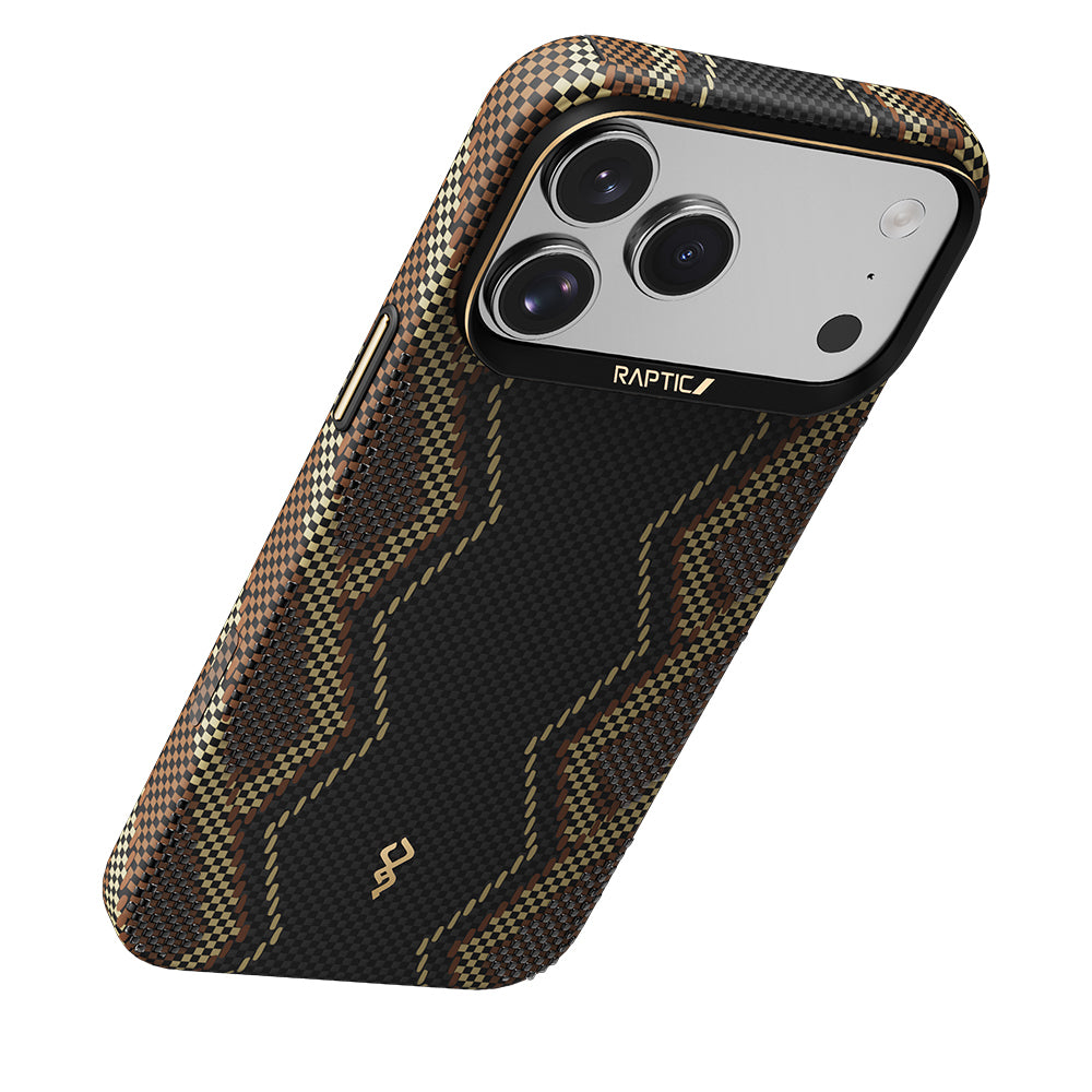 Apple iPhone 17 Pro Kılıf M-safe Şarj Özellikli Raptic Aramid Skin Scepter Serisi Karbon Kapak