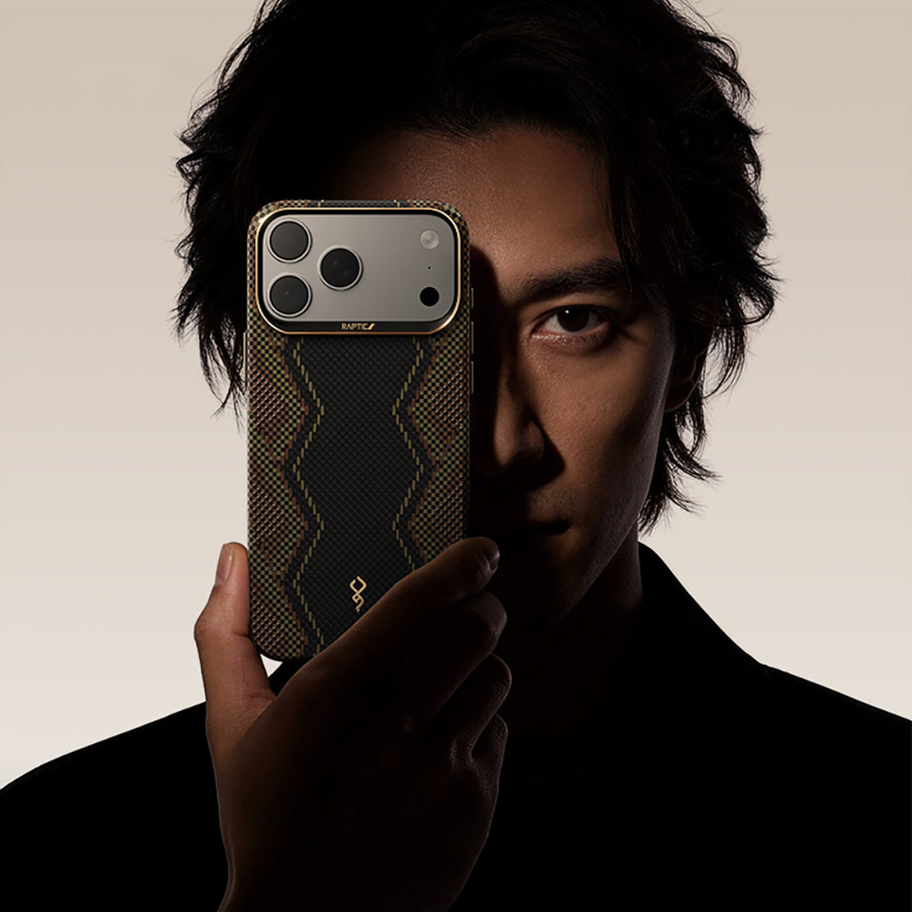 Apple iPhone 17 Pro Kılıf M-safe Şarj Özellikli Raptic Aramid Skin Scepter Serisi Karbon Kapak