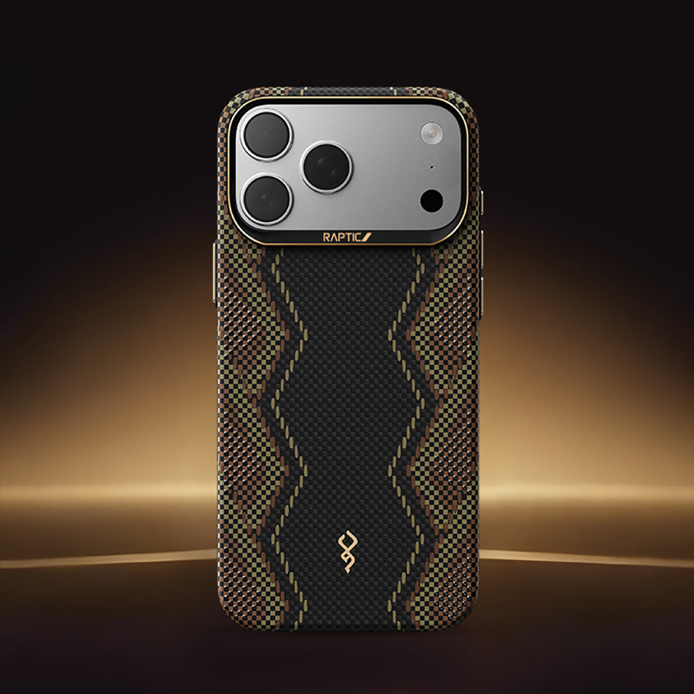 Apple iPhone 17 Pro Kılıf M-safe Şarj Özellikli Raptic Aramid Skin Scepter Serisi Karbon Kapak