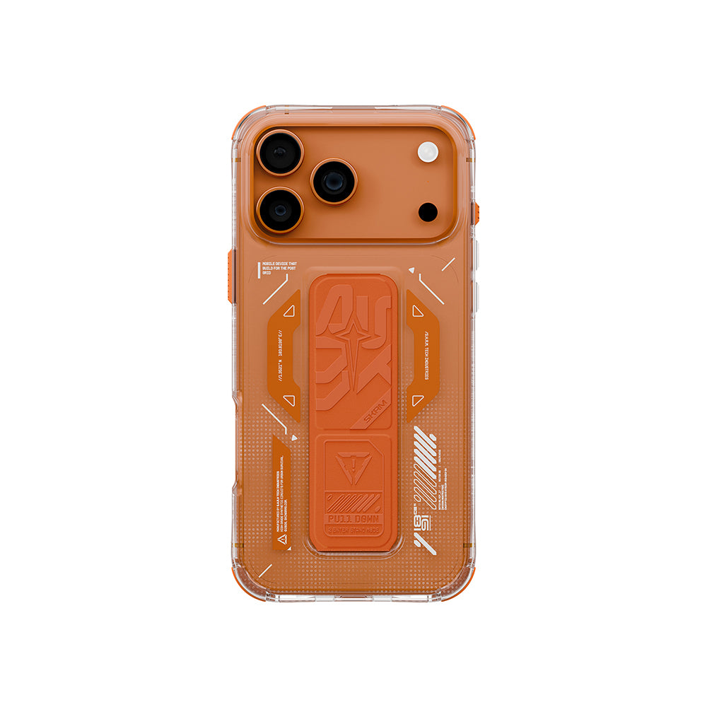 Apple iPhone 17 Pro Kılıf M-safe Şarj Özellikli Teknoloji Desenli Skinarma Helio Mag Charge Standlı Kapak