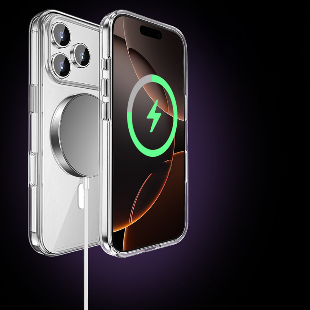 Apple iPhone 17 Pro Kılıf M-safe Şarj Özellikli Transparan Sert PC Wlons Pita Kapak Şeffaf