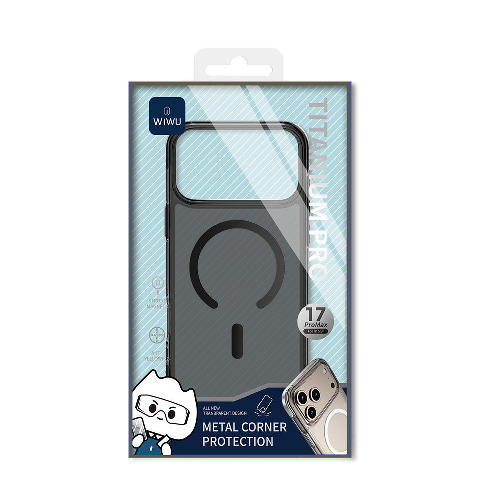 Apple iPhone 17 Pro Kılıf M-safe Şarj Özellikli Wiwu MCC-702 Titanyum Pro Serisi Sert PC Kapak Şeffaf