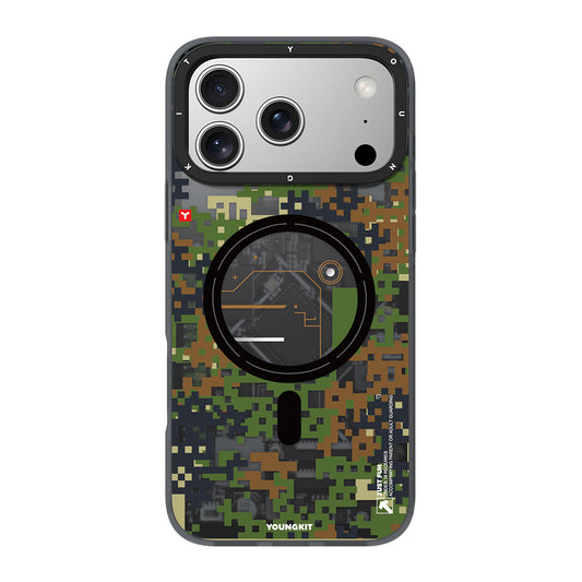 Apple iPhone 17 Pro Kılıf M-Safe Şarj Özellikli Youngkit Camouflage Sykell Serisi Kapak