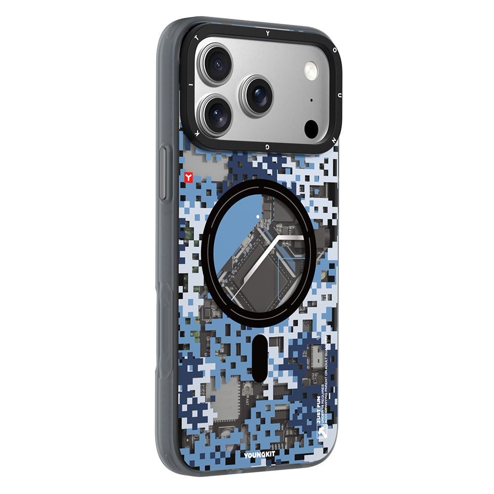 Apple iPhone 17 Pro Kılıf M-Safe Şarj Özellikli Youngkit Camouflage Sykell Serisi Kapak
