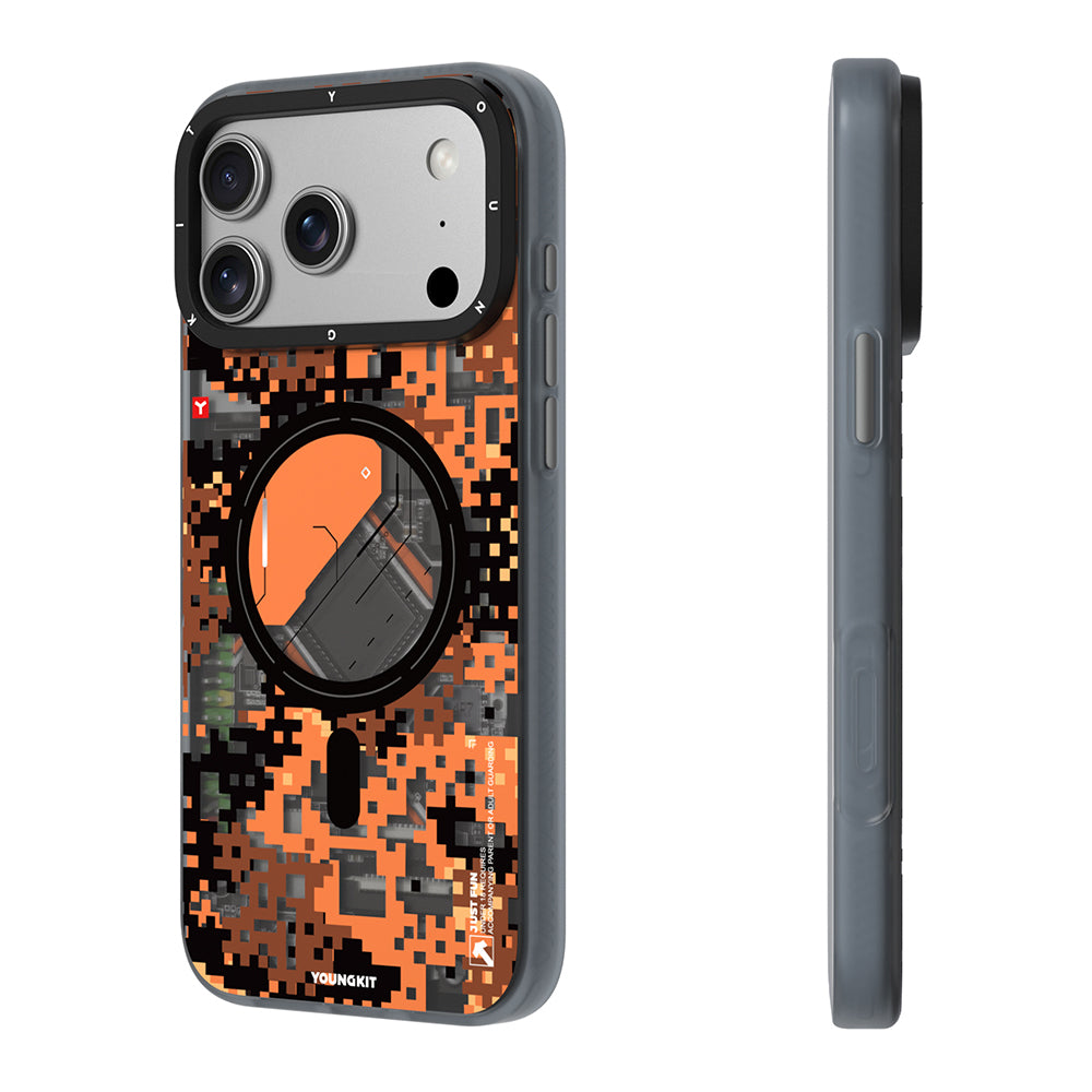 Apple iPhone 17 Pro Kılıf M-Safe Şarj Özellikli Youngkit Camouflage Sykell Serisi Kapak