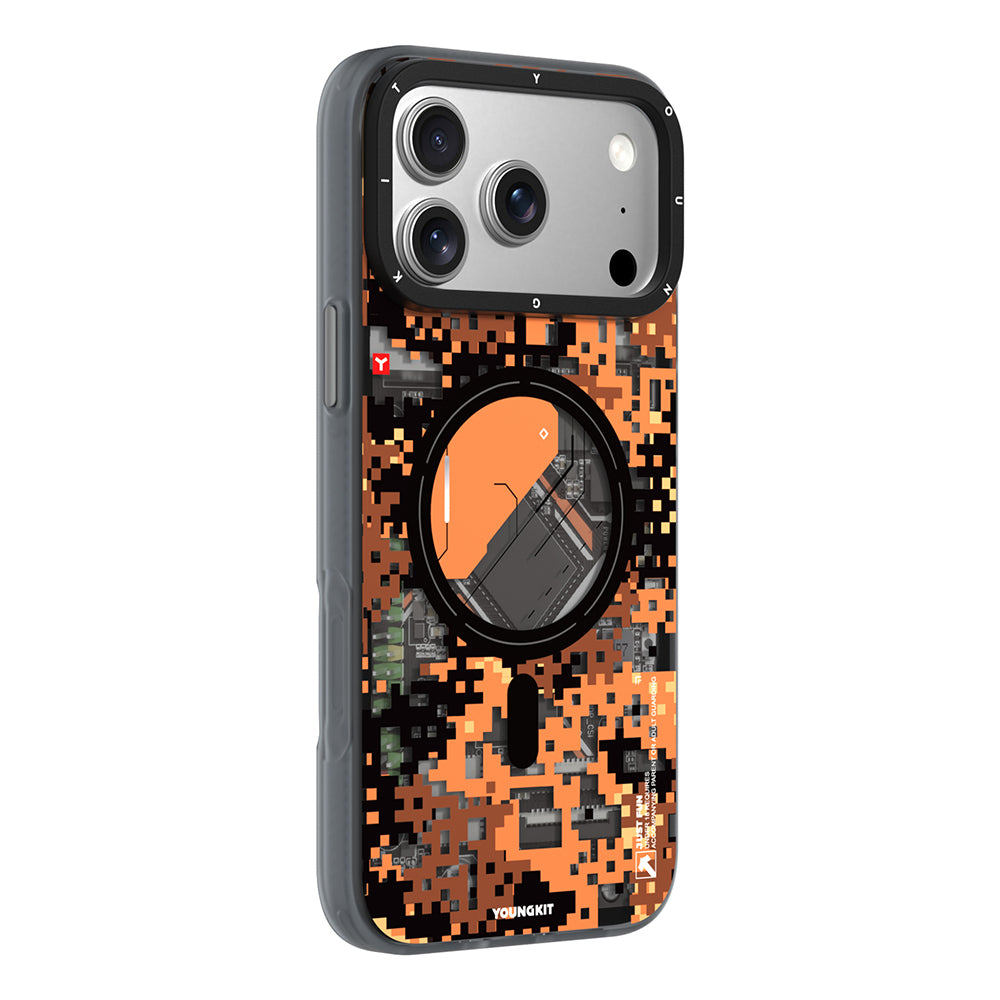 Apple iPhone 17 Pro Kılıf M-Safe Şarj Özellikli Youngkit Camouflage Sykell Serisi Kapak