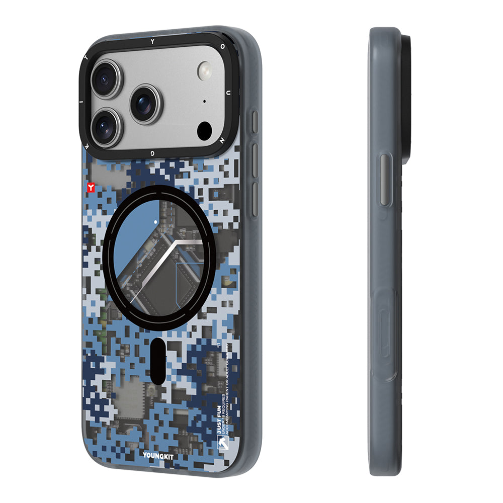 Apple iPhone 17 Pro Kılıf M-Safe Şarj Özellikli Youngkit Camouflage Sykell Serisi Kapak