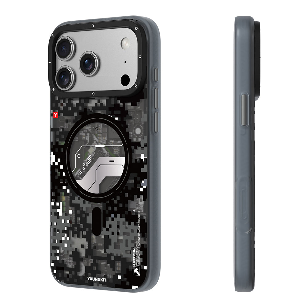 Apple iPhone 17 Pro Kılıf M-Safe Şarj Özellikli Youngkit Camouflage Sykell Serisi Kapak