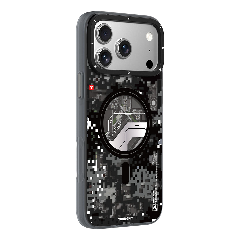 Apple iPhone 17 Pro Kılıf M-Safe Şarj Özellikli Youngkit Camouflage Sykell Serisi Kapak