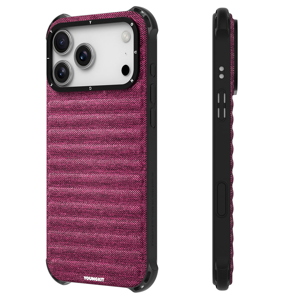 Apple iPhone 17 Pro Kılıf M-safe Şarj Özellikli Youngkit Canvas Serisi Kapak Mürdüm