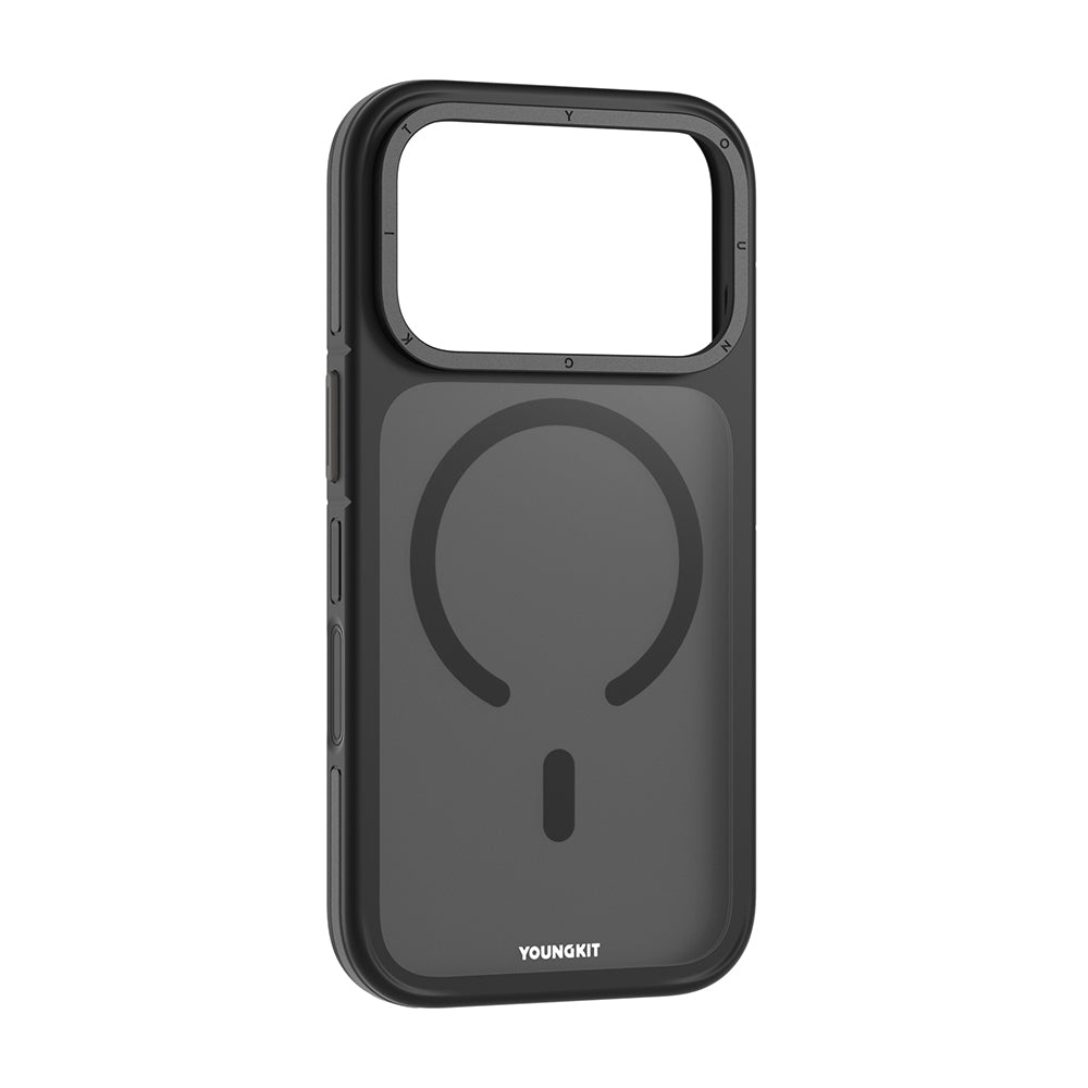 Apple iPhone 17 Pro Kılıf M-safe Şarj Özellikli Youngkit Rock Sand Serisi Kapak Siyah