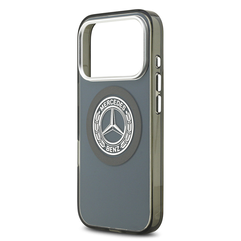 Apple iPhone 17 Pro Kılıf Mercedes Benz Orjinal Lisanslı M-safe Şarj Özellikli Çift Katmanlı PC Nostaljik Yıldız Dizayn Kapak Siyah