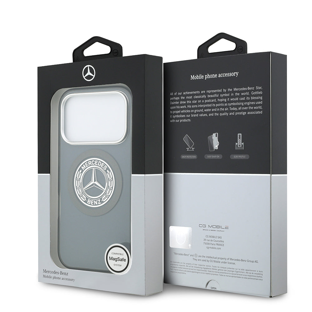 Apple iPhone 17 Pro Kılıf Mercedes Benz Orjinal Lisanslı M-safe Şarj Özellikli Çift Katmanlı PC Nostaljik Yıldız Dizayn Kapak Lacivert