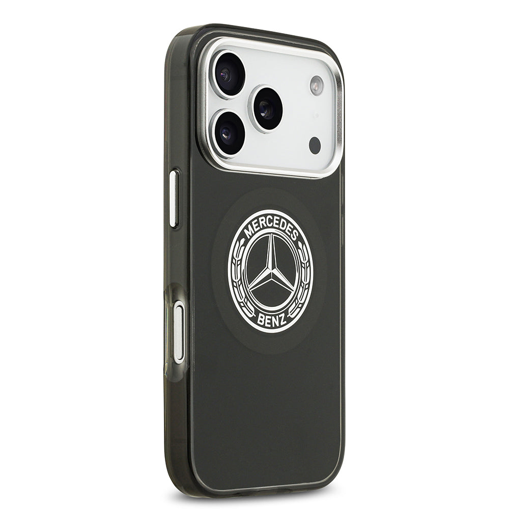 Apple iPhone 17 Pro Kılıf Mercedes Benz Orjinal Lisanslı M-safe Şarj Özellikli Çift Katmanlı PC Nostaljik Yıldız Dizayn Kapak Füme