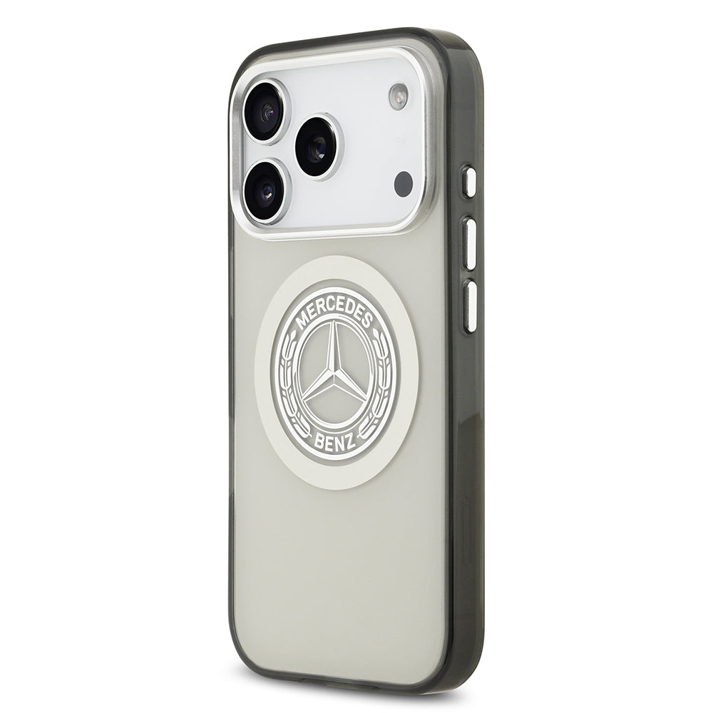 Apple iPhone 17 Pro Kılıf Mercedes Benz Orjinal Lisanslı M-safe Şarj Özellikli Çift Katmanlı PC Nostaljik Yıldız Dizayn Kapak Siyah