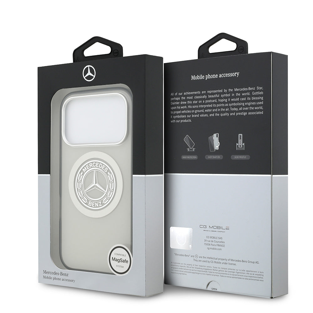 Apple iPhone 17 Pro Kılıf Mercedes Benz Orjinal Lisanslı M-safe Şarj Özellikli Çift Katmanlı PC Nostaljik Yıldız Dizayn Kapak Lacivert