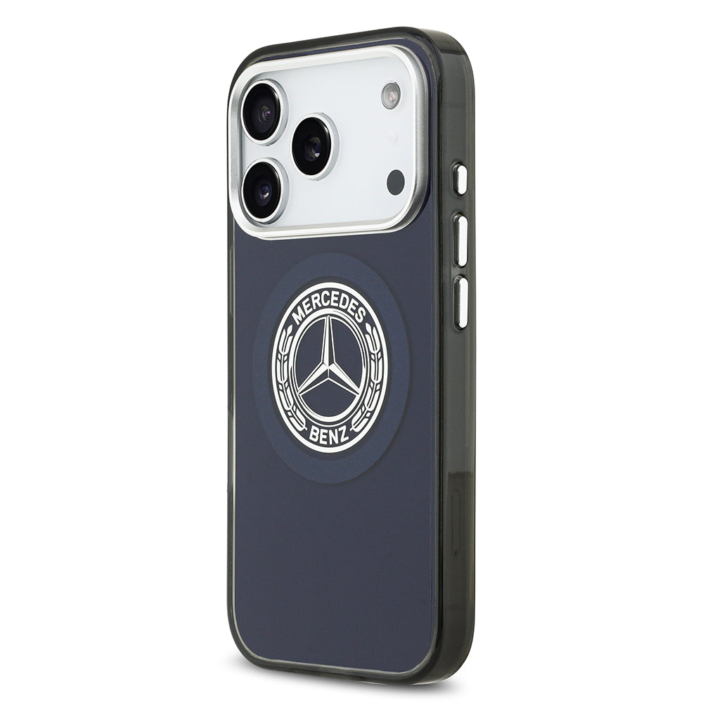 Apple iPhone 17 Pro Kılıf Mercedes Benz Orjinal Lisanslı M-safe Şarj Özellikli Çift Katmanlı PC Nostaljik Yıldız Dizayn Kapak Lacivert