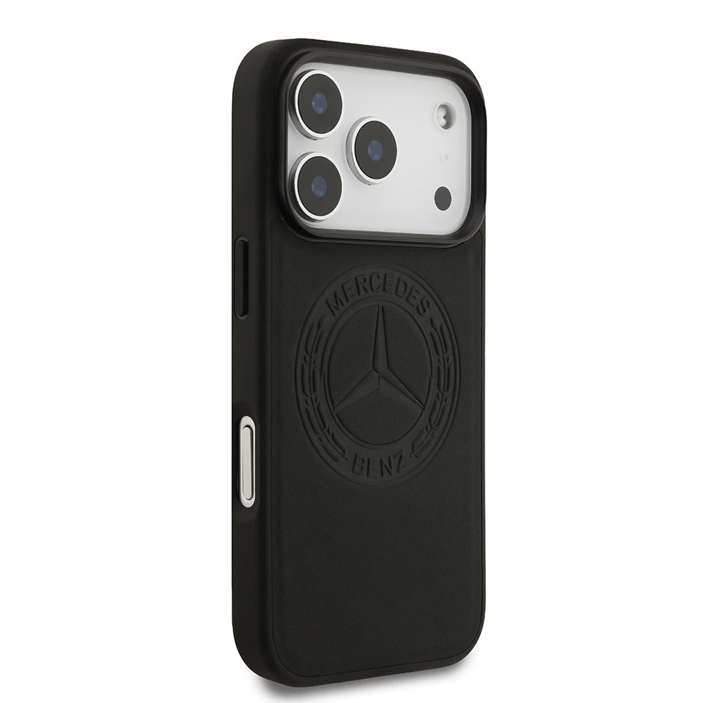 Apple iPhone 17 Pro Kılıf Mercedes Benz Orjinal Lisanslı M-safe Şarj Özellikli Hakiki Deri Nostaljik Yıldız Dizayn Kapak Kahverengi