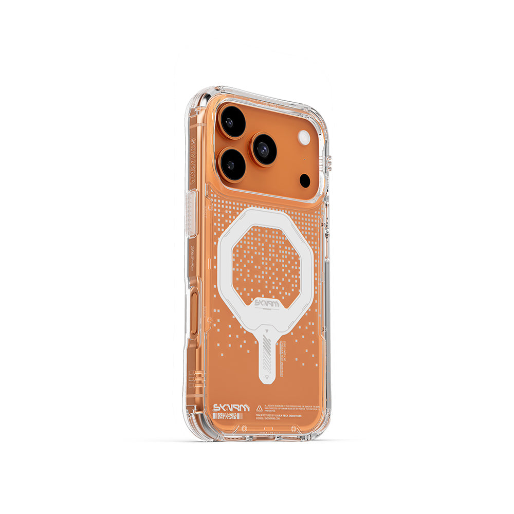 Apple iPhone 17 Pro Kılıf Skinarma M-Safe Şarj Özellikli IML Baskılı Holografik MYST Kapak Şeffaf