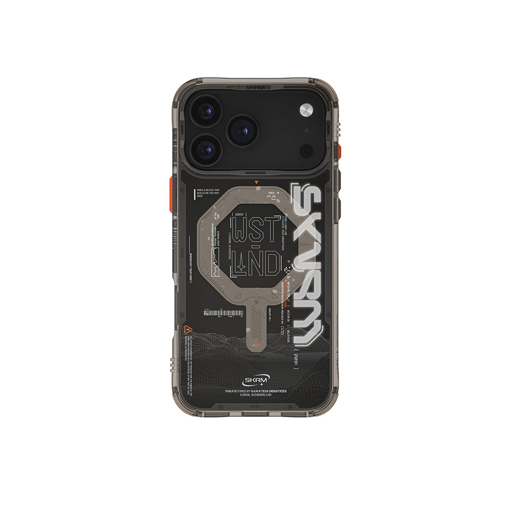 Apple iPhone 17 Pro Kılıf Skinarma M-safe Şarj Özellikli Yazı Desenli Airbag Tasarımlı Sonix Kapak Siyah