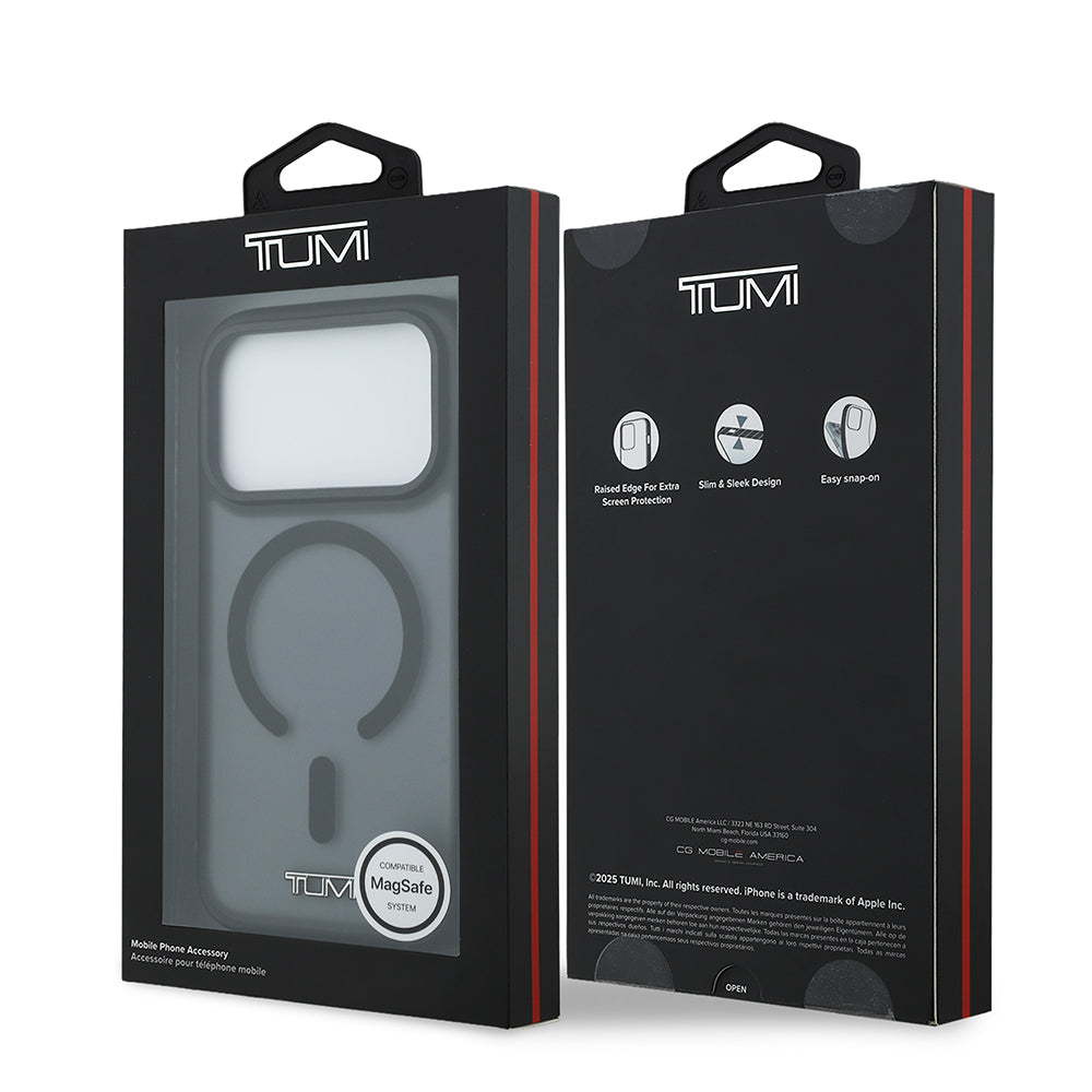 Apple iPhone 17 Pro Kılıf TUMI Orjinal Lisanslı M-safe Şarj Özellikli Buzlu Transparan Kapak Siyah