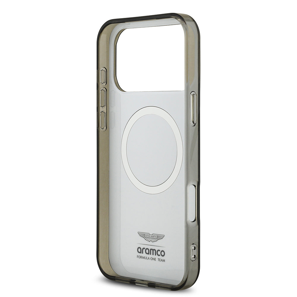 Apple iPhone 17 Pro Max Kılıf Aston Martin Orjinal Lisanslı M-safe Şarj Özellikli IML Baskı Logolu Formula Tasarımlı Kapak Siyah