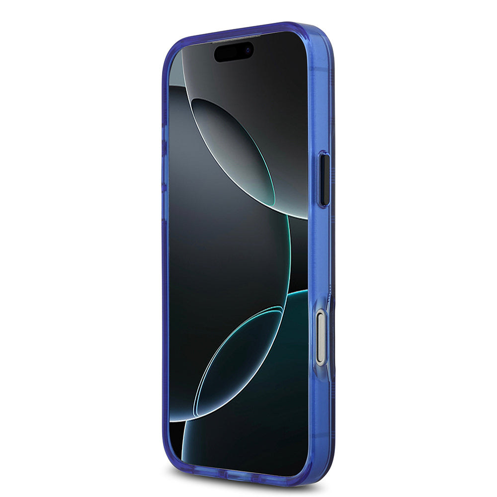 Apple iPhone 17 Pro Max Kılıf BMW Orjinal Lisanslı M-safe Şarj Özellikli Metal Kamera Butonlu Yatay Şeritli M Dizayn Kapak Mavi