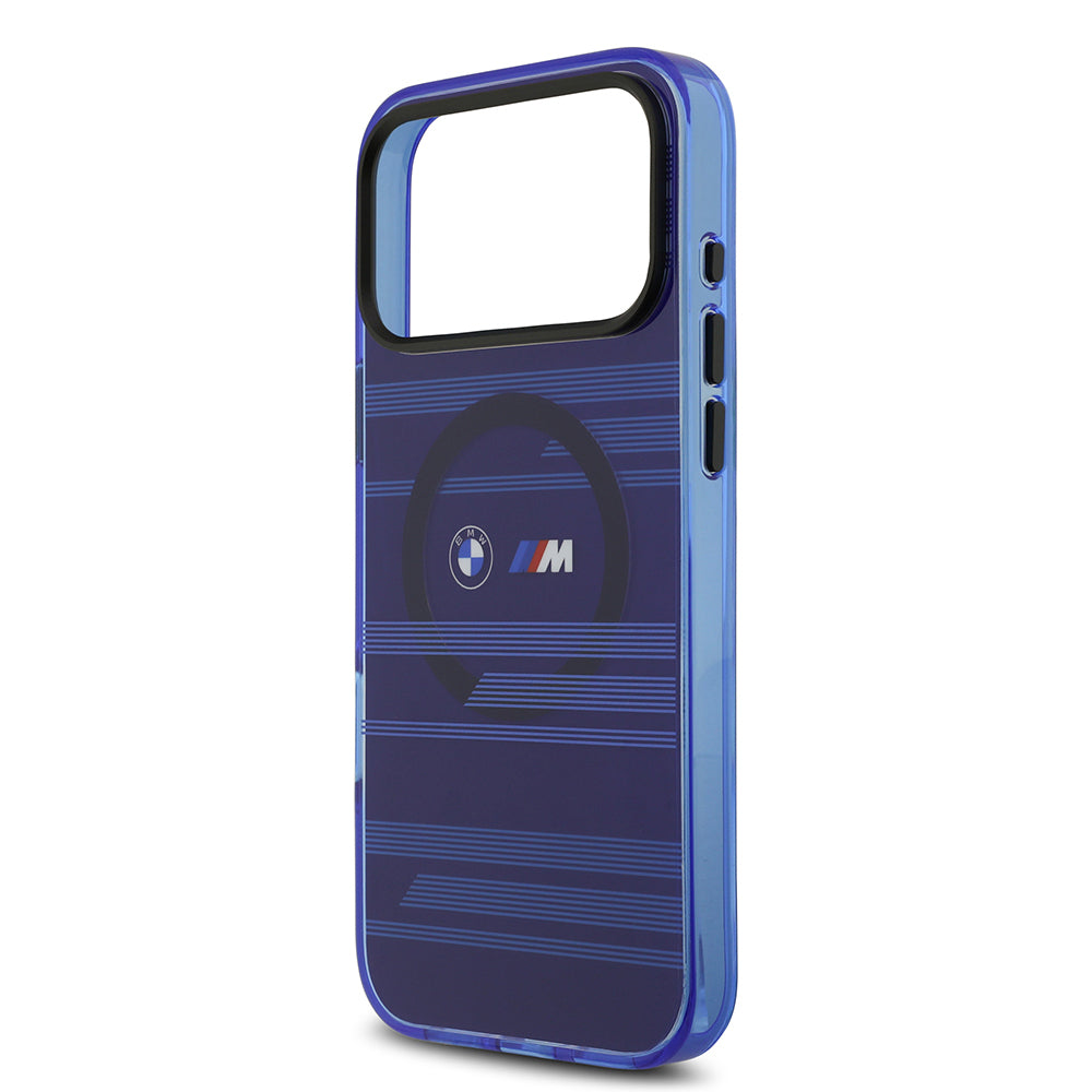 Apple iPhone 17 Pro Max Kılıf BMW Orjinal Lisanslı M-safe Şarj Özellikli Metal Kamera Butonlu Yatay Şeritli M Dizayn Kapak Siyah