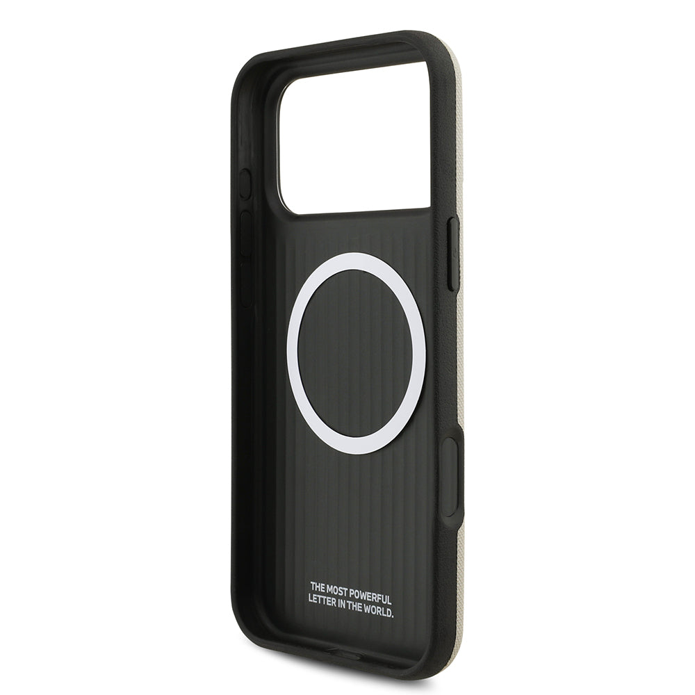 Apple iPhone 17 Pro Max Kılıf BMW Orjinal Lisanslı M-safe Şarj Özellikli Metal Logolu Delikli M Dizayn Deri Kapak Lacivert